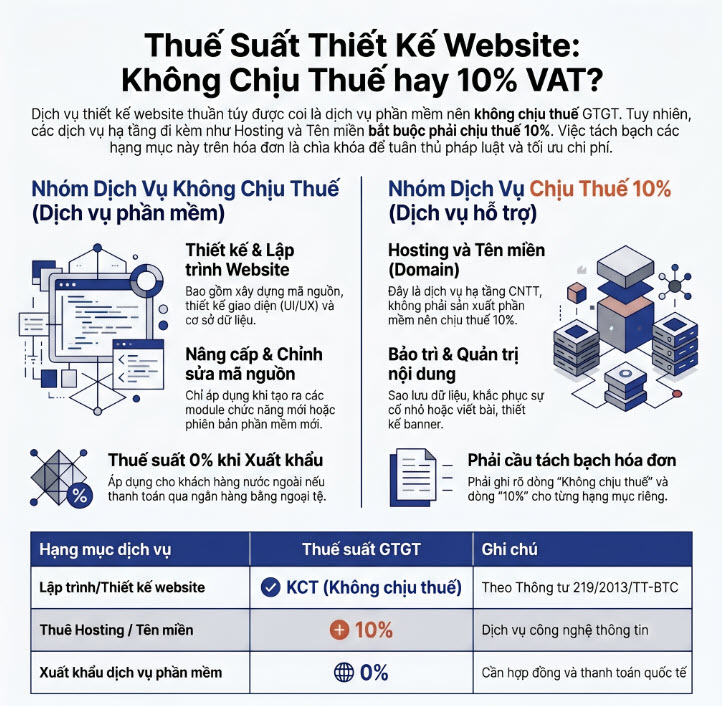Thuế suất thiết kế website: Miễn hay 10% VAT? Giải đáp chi tiết.