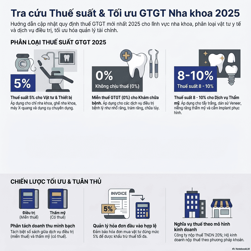 chỉ nha khoa thuế suất bao nhiêu