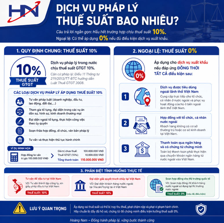 Dịch vụ pháp lý thuế suất bao nhiêu