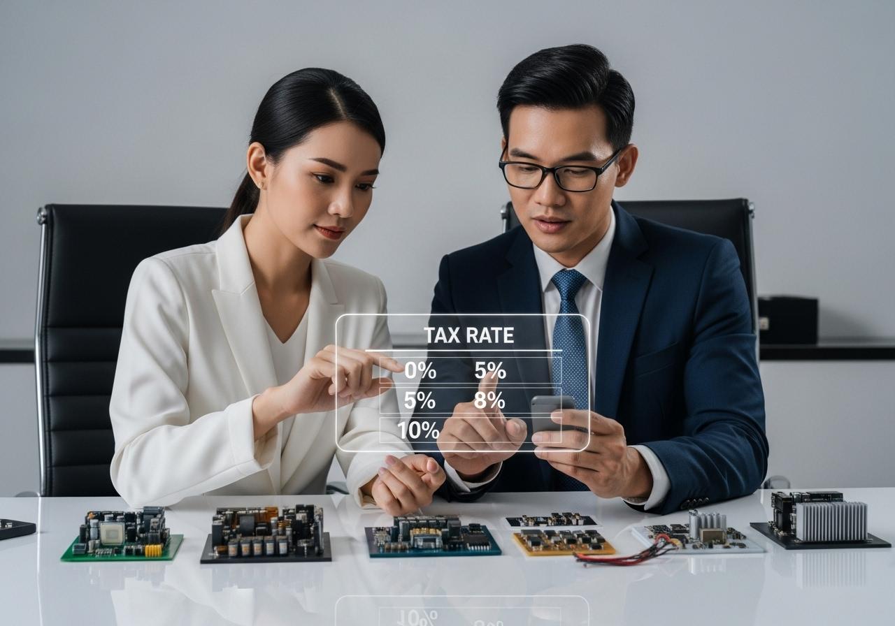 gia công linh kiện điện tử thuế suất bao nhiêu