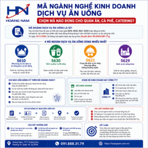 Mã ngành nghề kinh doanh dịch vụ ăn uống