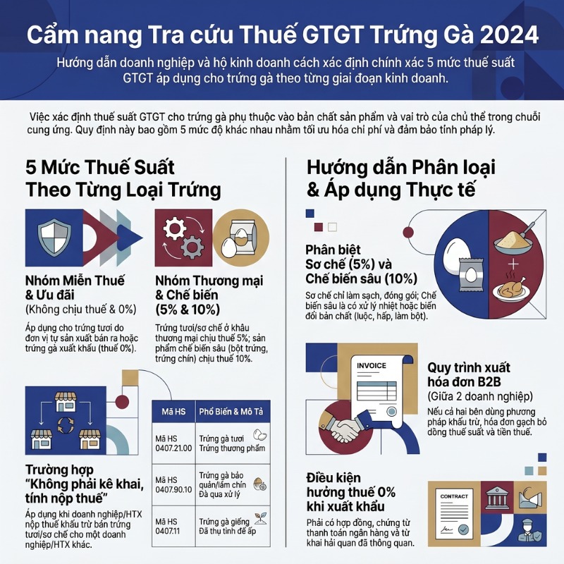 Hướng dẫn chi tiết cách xác định và áp dụng thuế GTGT cho từng loại trứng gà