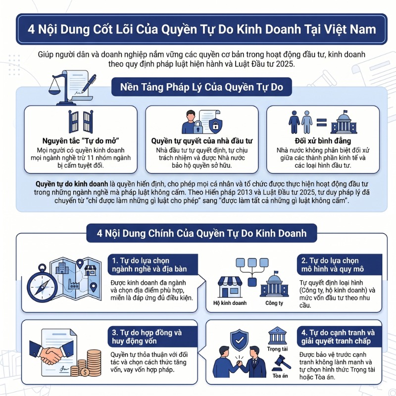 Khám phá 4 nội dung chính của quyền tự do kinh doanh