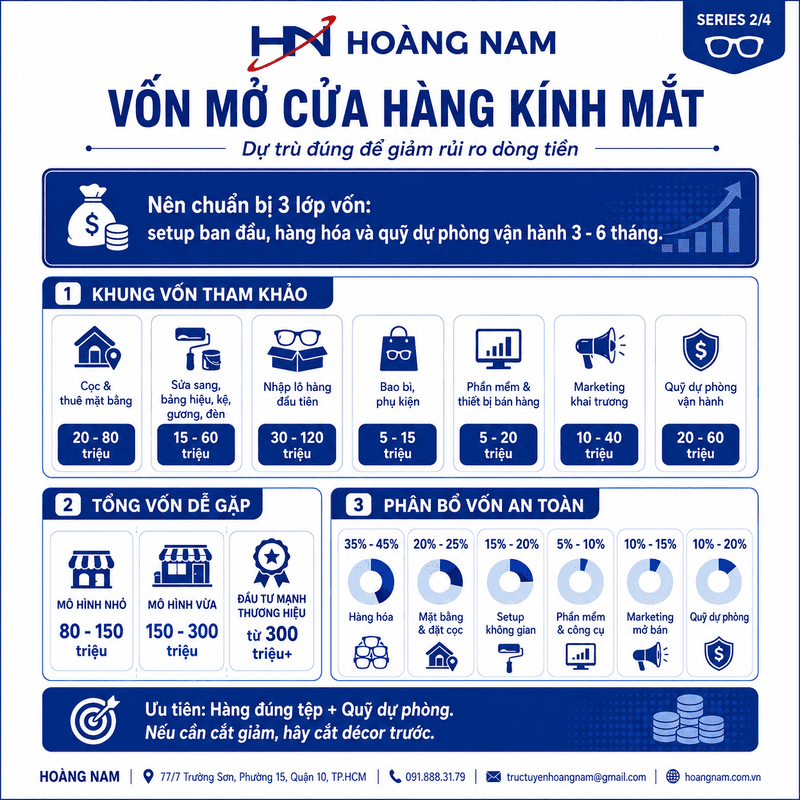 Cần bao nhiêu vốn để mở cửa hàng kính mắt thời trang