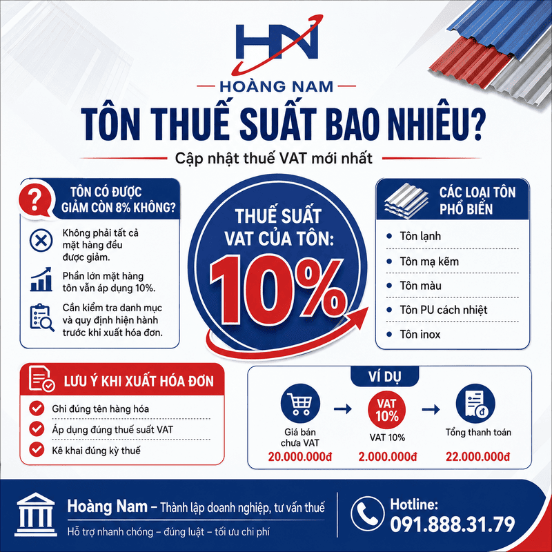 Tôn Thuế Suất Bao Nhiêu