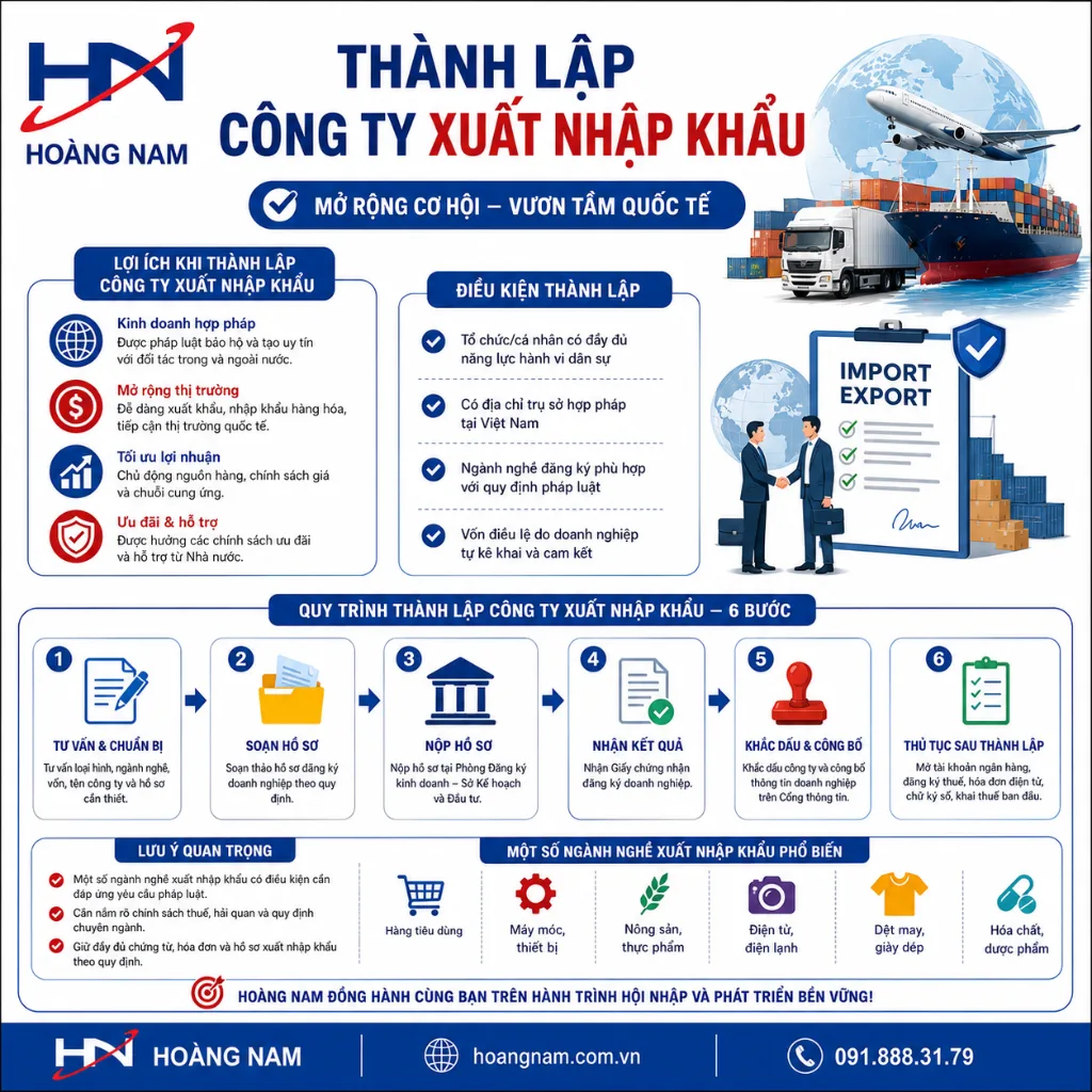 Quy trình thành lập công ty xuất nhập khẩu
