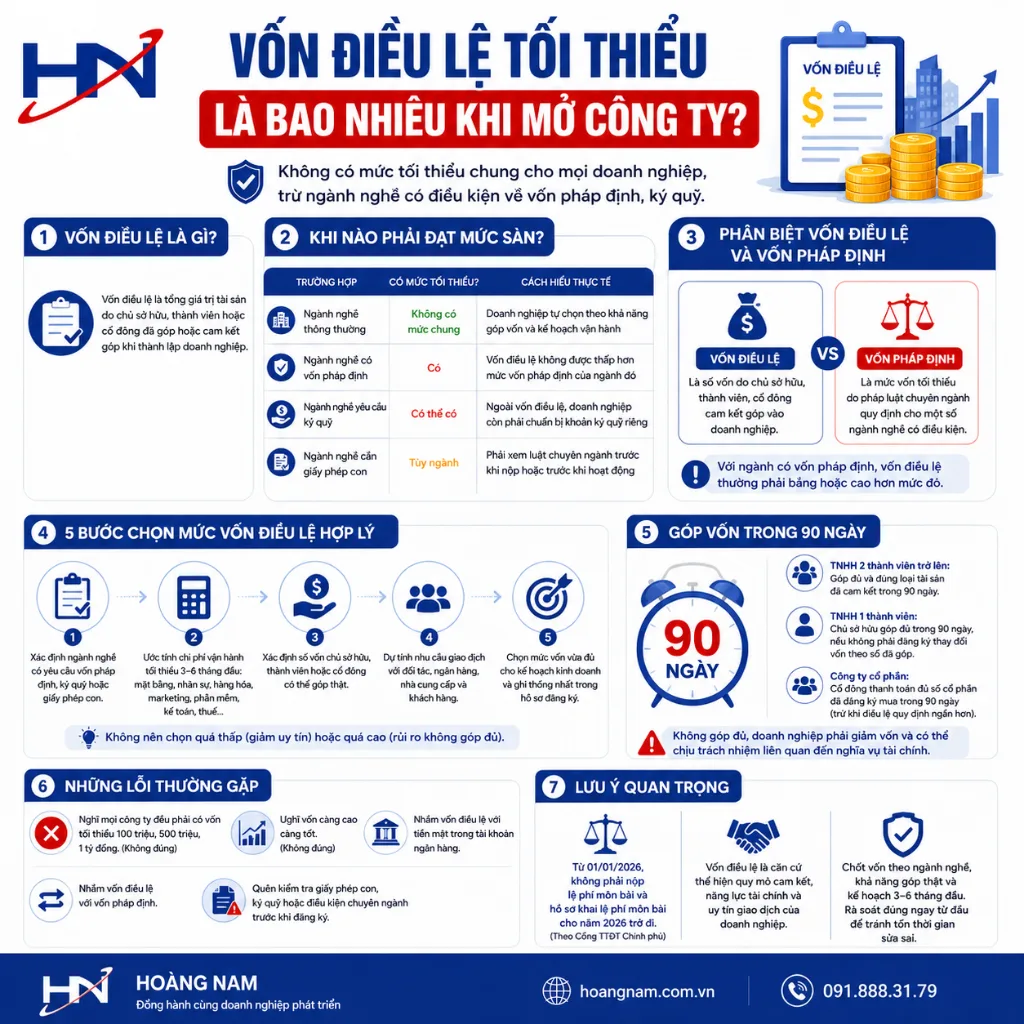 Vốn điều lệ tối thiểu là bao nhiêu khi mở công ty